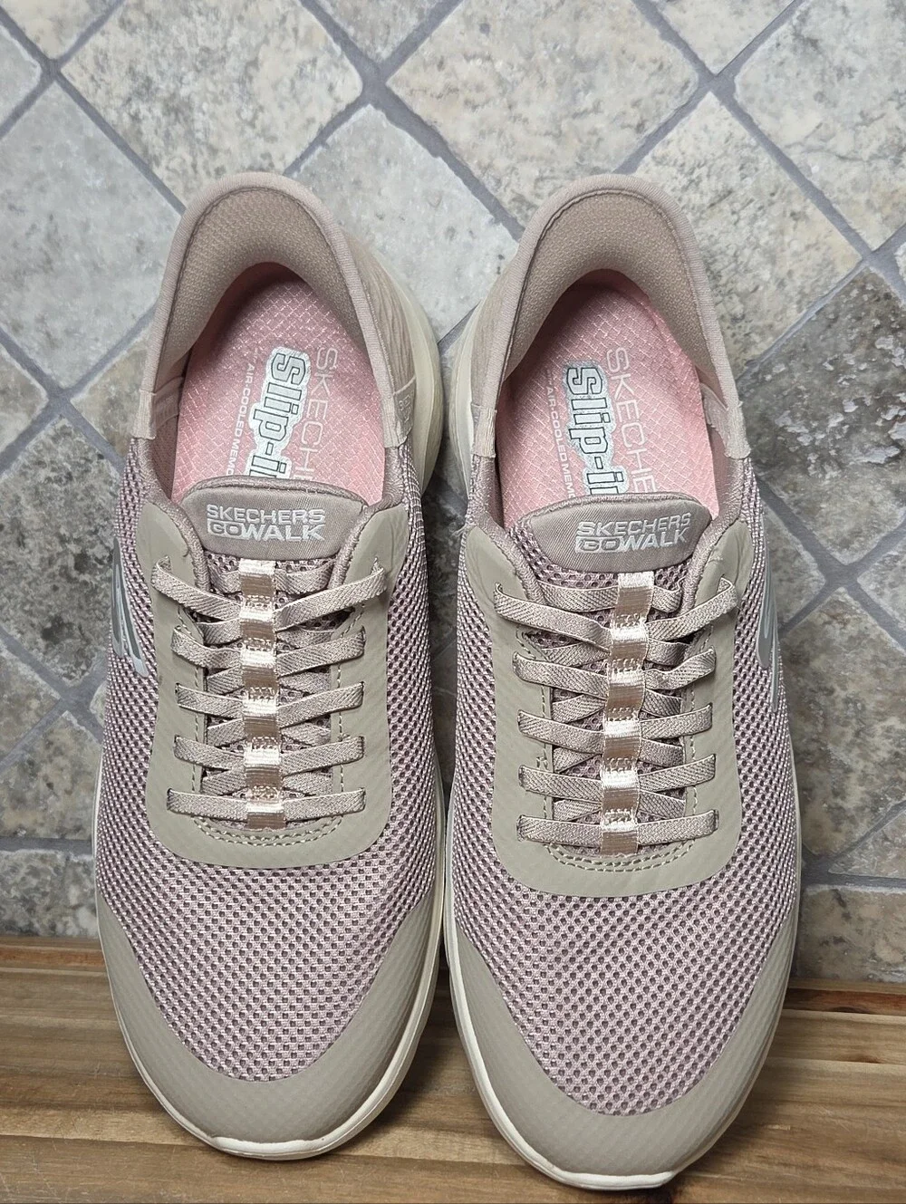 Womans Skechers Slip Ins Go Walk Flex Grand Entry Shoes Sneakers Size 9.5W Taupe